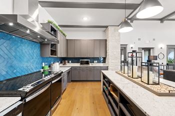 Resident kitchen with double-oven and stove